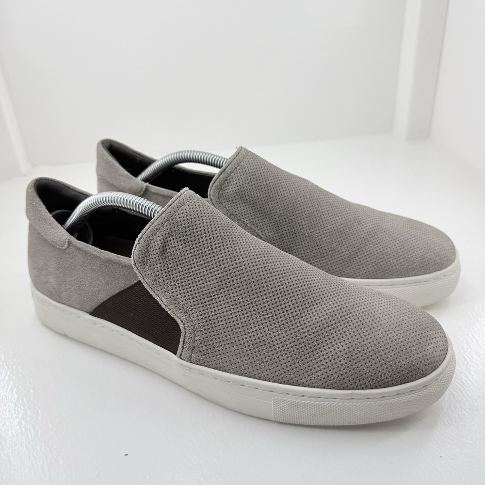 Trask Men's 9 Slip On Sneakers Gray Suede Perforated Leather Casual Shoes